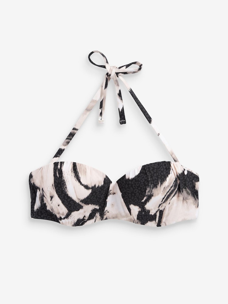 Monochrom Animal/geblümt - Figurformendes, gerafftes Bandeau-Bikinioberteil mit Drahtelement - Bild 6 von 6