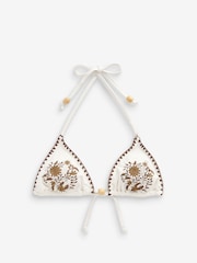 Ecru Cream Embroidered Triangle Bikini Top - Image 8 of 8