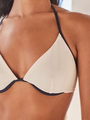 Navy Blue/White Reversible Non Pad Wired Bikini Top - Image 5 of 9