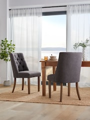 Set of 2 Chunky Weave Chocolate Brown Wolton Collection Luxe Dark Wood Leg Dining Chairs - Image 1 of 7