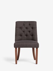 Set of 2 Chunky Weave Chocolate Brown Wolton Collection Luxe Dark Wood Leg Dining Chairs - Image 2 of 7