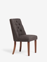 Set of 2 Chunky Weave Chocolate Brown Wolton Collection Luxe Dark Wood Leg Dining Chairs - Image 3 of 7