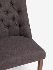 Set of 2 Chunky Weave Chocolate Brown Wolton Collection Luxe Dark Wood Leg Dining Chairs - Image 6 of 7