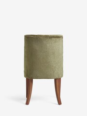 Set of 2 Plush Chenille Moss Green Wolton Walnut Effect Leg Collection Luxe Button Dining Chairs - Image 6 of 7