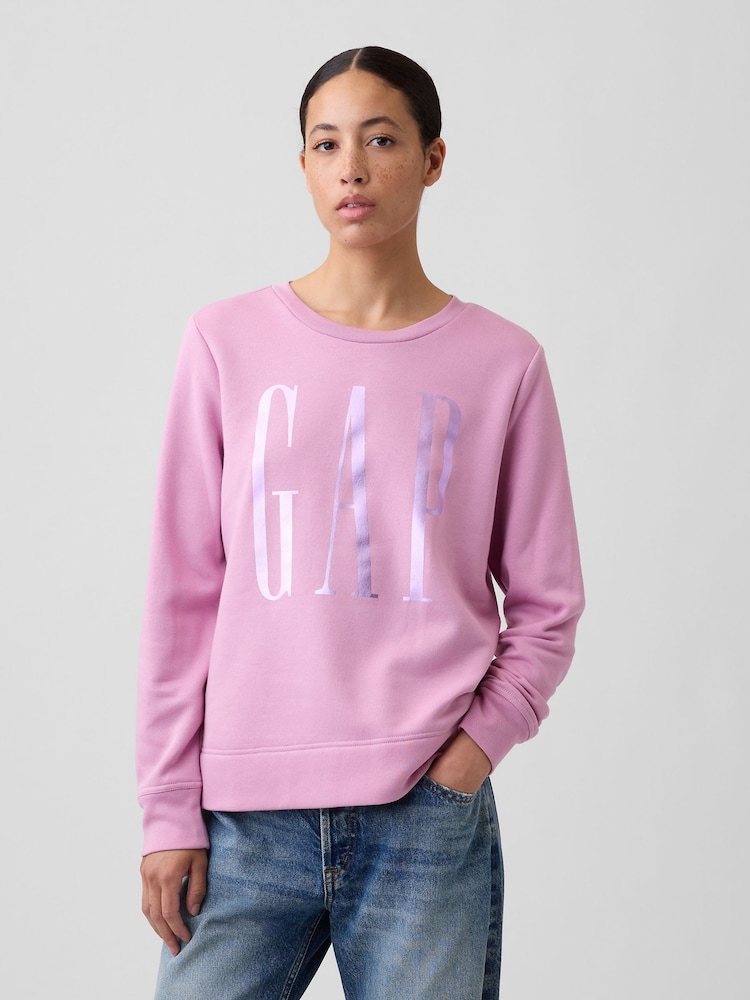 Gap Pink Metallic Relaxed Logo Sweatshirt - Image 1 of 5 Gap Pink Metallic Relaxed Logo Sweatshirt - Image 1 of 5