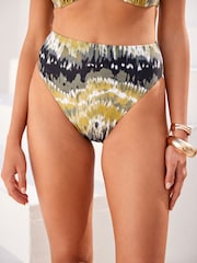 Green Tie Dye High Waist Bikini Bottoms - Image 1 of 7