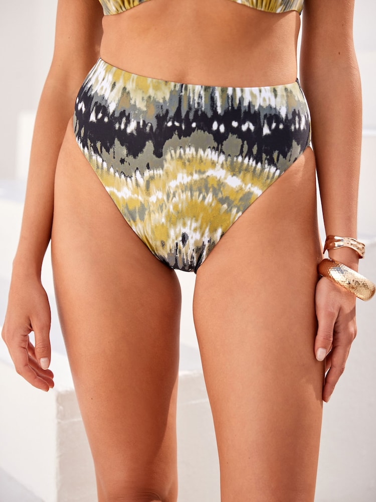 Green Tie Dye High Waist Bikini Bottoms - Image 1 of 7