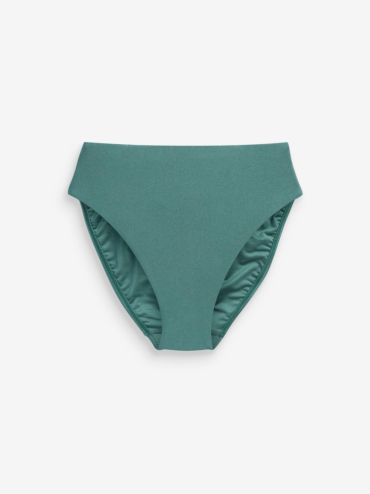 High Shine Blue High Waist Bikini Bottoms - Image 5 of 5