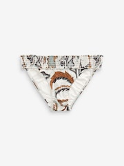 Ecru Cream/Brown Shirred High Leg Bikini Briefs - Image 6 of 6