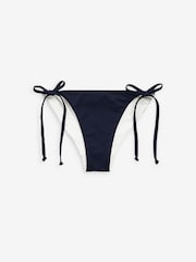 Navy Blue/White Reversible Tie Side Bikini Briefs - Image 9 of 9