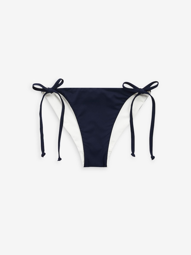 Navy Blue/White Reversible Tie Side Bikini Briefs - Image 9 of 9 Navy Blue/White Reversible Tie Side Bikini Briefs - Image 9 of 9