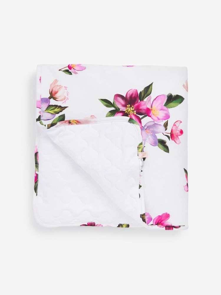 Baker by Ted Baker Baby Girls Floral All Over Print White Blanket - Image 1 of 5