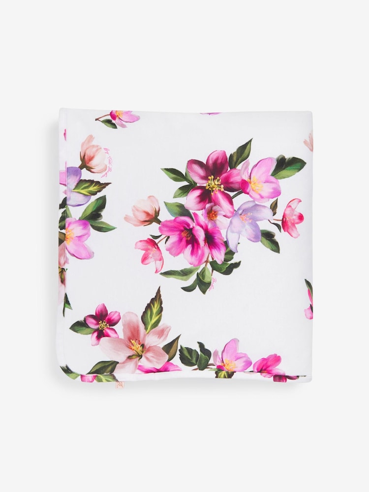 Baker by Ted Baker Baby Girls Floral All Over Print White Blanket - Image 2 of 5