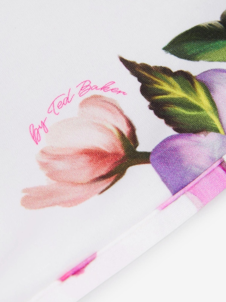 Baker by Ted Baker Baby Girls Floral All Over Print White Blanket - Image 4 of 5