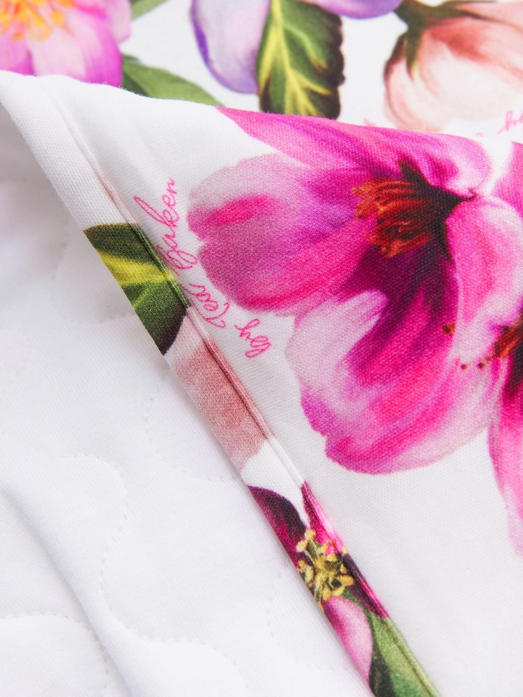 Baker by Ted Baker Baby Girls Floral All Over Print White Blanket - Image 5 of 5