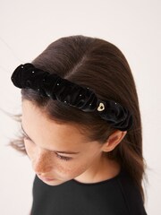 Baker by Ted Baker Girls Velour Diamanté Studded Black Headband - Image 2 of 5