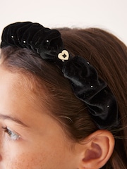 Baker by Ted Baker Girls Velour Diamanté Studded Black Headband - Image 3 of 5