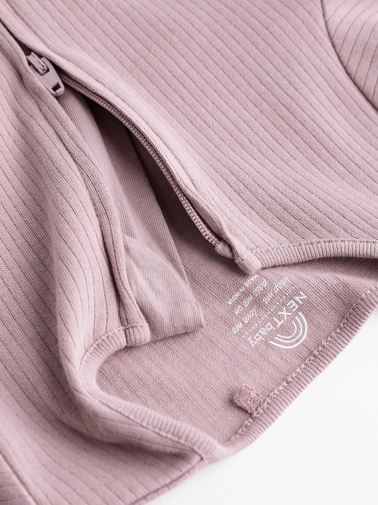 Pink 100% Cotton Two Way Zip Baby Sleepsuit 3 Pack (0mths-3yrs) - Image 8 of 8
