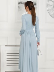 Jolie Moi Blue Rashelle Jersey Long Sleeve Maxi Dress - Image 2 of 5