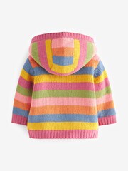 Pink/Yellow/Blue Striped Character Baby Knitted Fleece Lined Cardigan (0mths-2yrs) - Image 6 of 7