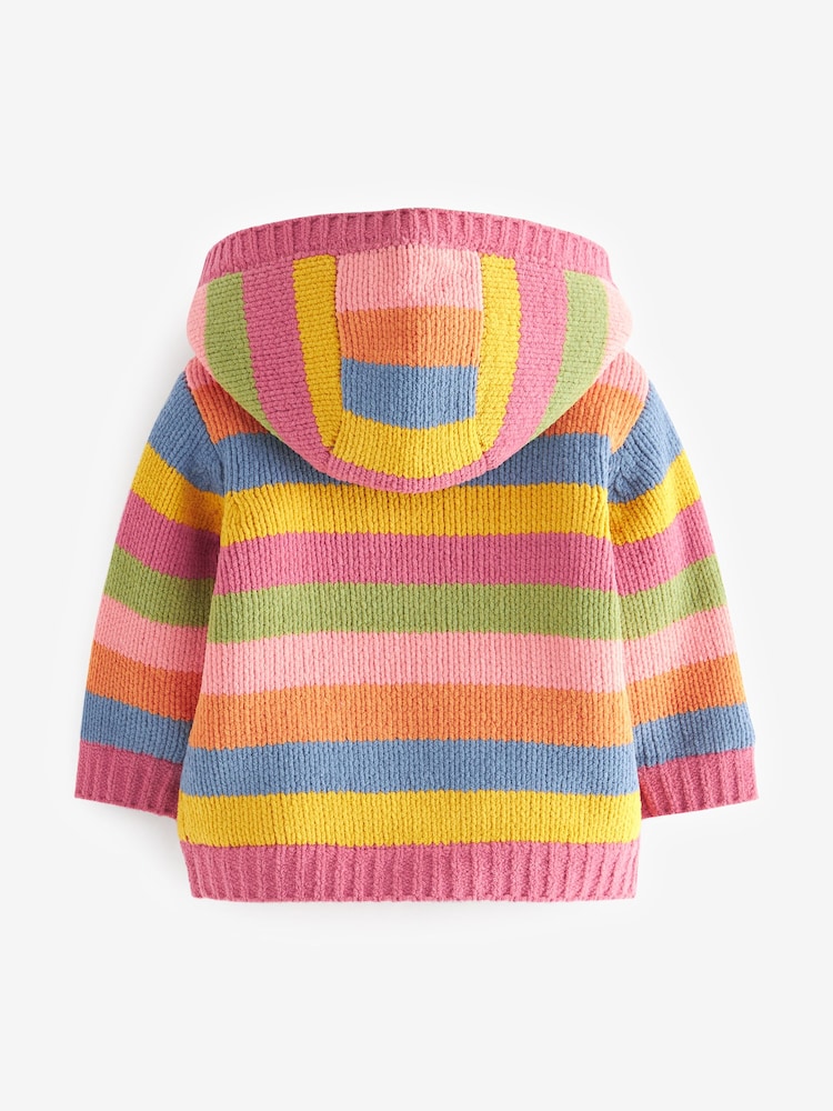 Pink/Yellow/Blue Striped Character Baby Knitted Fleece Lined Cardigan (0mths-2yrs) - Image 6 of 7