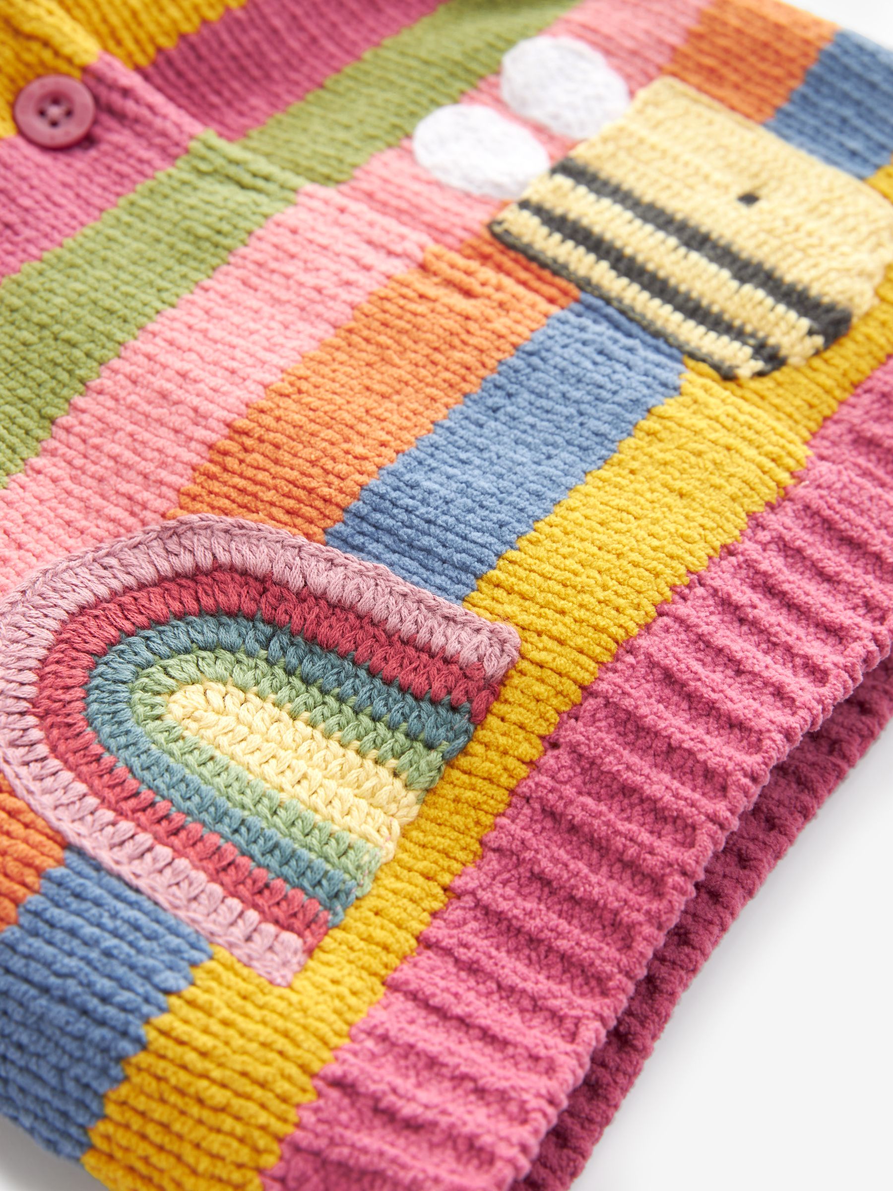 Buy Pink Yellow Blue Striped Character Baby Knitted Fleece Lined Cardigan 0mths 2yrs from Next Luxembourg
