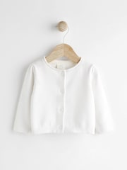 White Baby 100% Cotton Knitted Cardigan (0mths-2yrs) - Image 1 of 6
