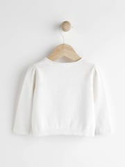 White Baby 100% Cotton Knitted Cardigan (0mths-2yrs) - Image 2 of 6