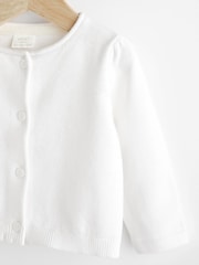 White Baby 100% Cotton Knitted Cardigan (0mths-2yrs) - Image 3 of 6