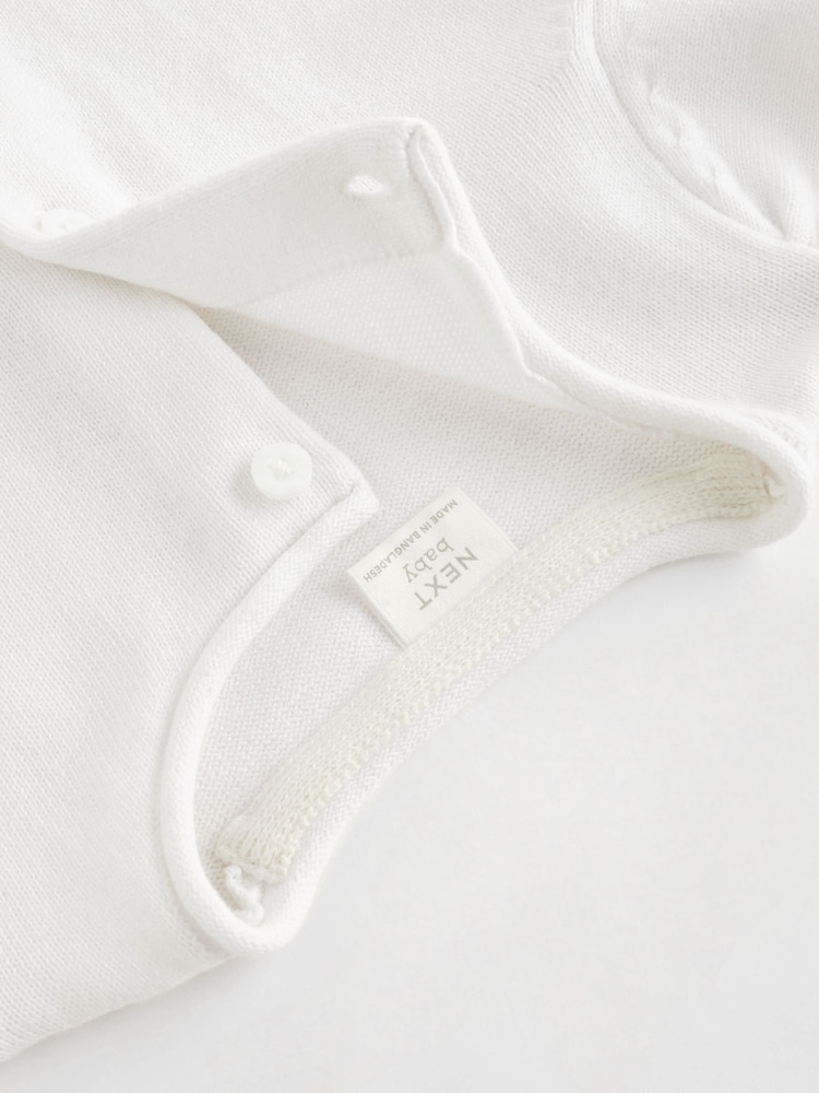 White Baby 100% Cotton Knitted Cardigan (0mths-2yrs) - Image 6 of 6