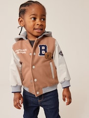 Neutral Varsity Jacket (3mths-7yrs) - Image 1 of 8