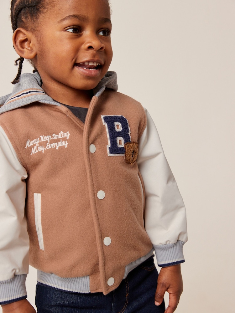 Neutral Varsity Jacket (3mths-7yrs) - Image 2 of 8