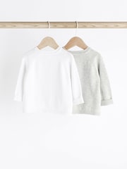Grey/White 100% Cotton Knitted Baby Cardigans 2 Pack - Image 2 of 7