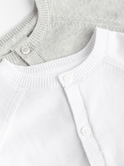 Grey/White 100% Cotton Knitted Baby Cardigans 2 Pack - Image 4 of 7