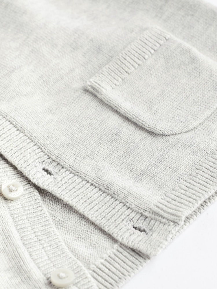 Grey/White 100% Cotton Knitted Baby Cardigans 2 Pack - Image 7 of 7
