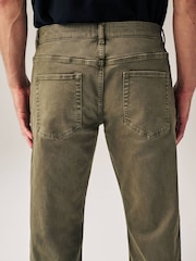 Green Khaki Relaxed Fit Coloured Stretch Jeans - Image 4 of 10