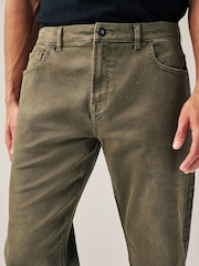 Green Khaki Relaxed Fit Coloured Stretch Jeans - Image 5 of 10