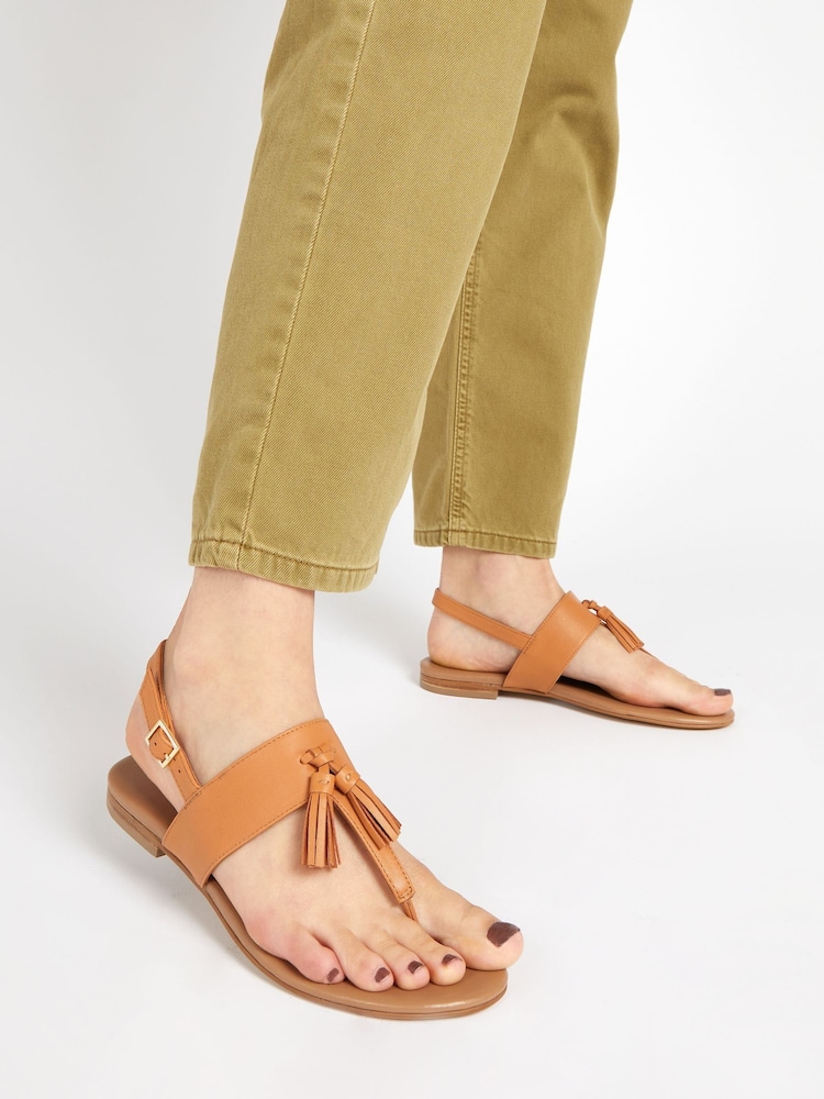Jones Bootmaker Natural Lizabeth Leather Thong Sandals - Image 1 of 6