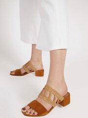 Jones Bootmaker Kimora Raffia Heeled Mule Black Sandals - Image 1 of 6