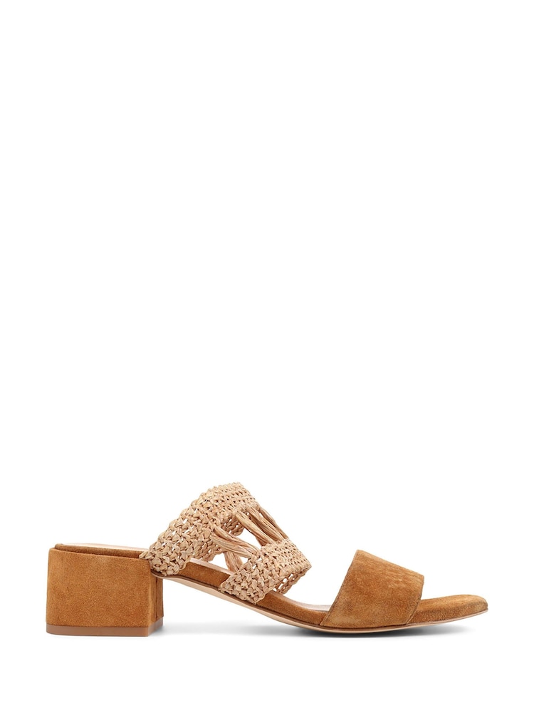 Jones Bootmaker Kimora Raffia Heeled Mule Black Sandals - Image 2 of 6