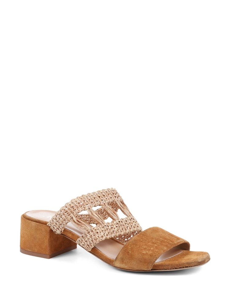 Jones Bootmaker Kimora Raffia Heeled Mule Black Sandals - Image 3 of 6