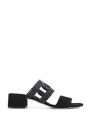 Jones Bootmaker Kimora Raffia Heeled Mule Black Sandals - Image 2 of 6