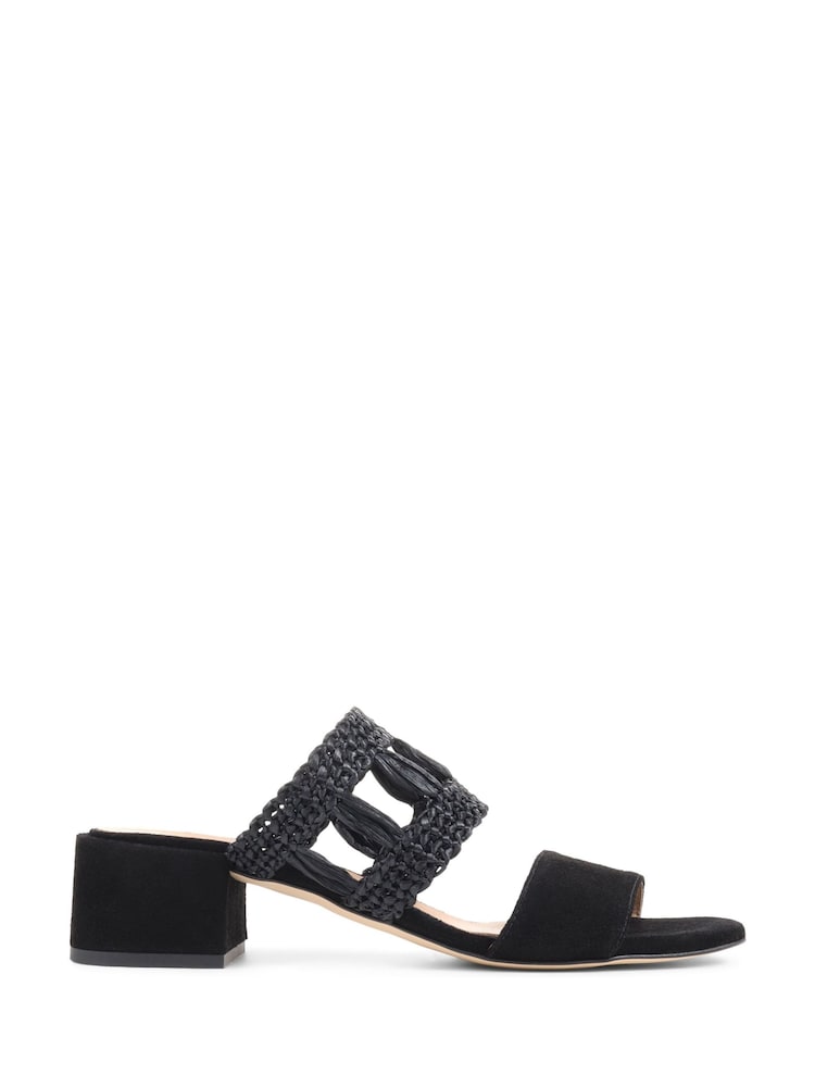 Jones Bootmaker Kimora Raffia Heeled Mule Black Sandals - Image 2 of 6