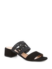 Jones Bootmaker Kimora Raffia Heeled Mule Black Sandals - Image 3 of 6