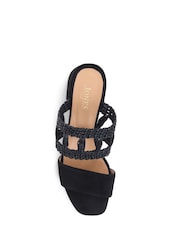 Jones Bootmaker Kimora Raffia Heeled Mule Black Sandals - Image 5 of 6