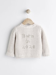 Cream Baby 'Born in 2024' Knitted 100% Cotton Cardigan - Image 4 of 9