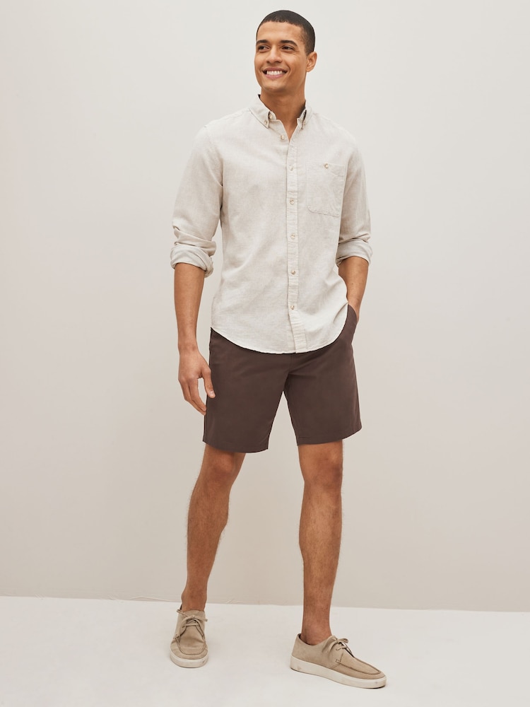 Brown Straight Stretch Chino Shorts - Image 2 of 10
