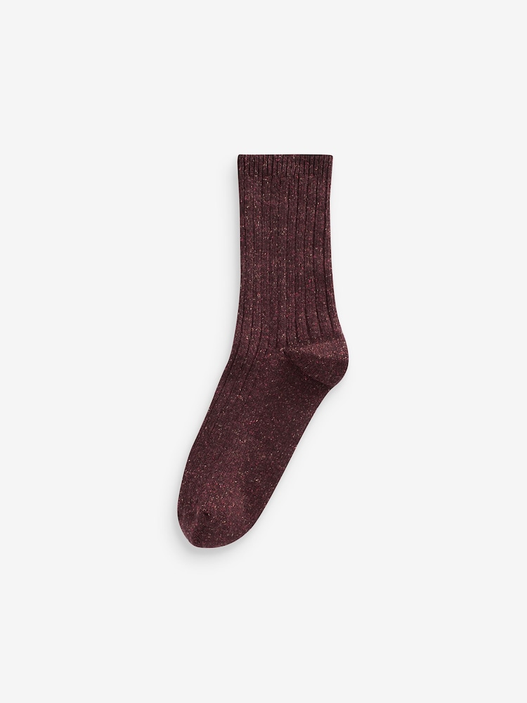 Red Thermal Wool Blend Ankle Socks 3 Pack With Silk - Image 4 of 4