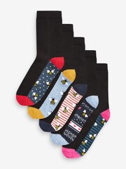 Bees Footbed Ankle Socks 5 Pack - Image 1 of 6