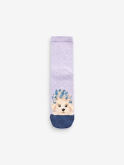 Grey/Purple Dog Spa Ankle Socks 4 Pack - Image 4 of 5